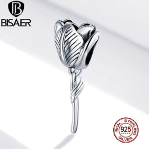 925 Sterling Silver Tulip Flower Charm Bead Pendant