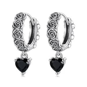 925 Silver Gothic Rose Butterfly Cross Earrings