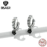 925 Silver Gothic Rose Butterfly Cross Earrings