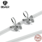 925 Silver Gothic Rose Butterfly Cross Earrings
