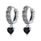 925 Silver Gothic Rose Butterfly Cross Earrings
