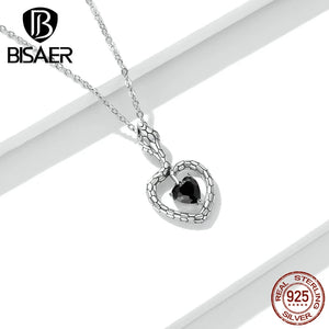 Vintage Snake Pendant Necklace 925 Sterling Silver Adjustable Chain
