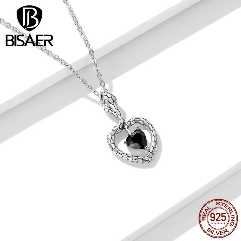 Vintage Snake Pendant Necklace 925 Sterling Silver Adjustable Chain
