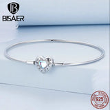 BISAER925 Silver Heart Moonstone Bracelet Platinum Plated