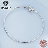 BISAER925 Silver Heart Moonstone Bracelet Platinum Plated