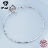 BISAER925 Silver Heart Moonstone Bracelet Platinum Plated