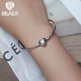 BISAER925 Silver Heart Moonstone Bracelet Platinum Plated