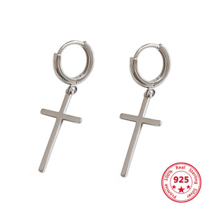 925 Silver Cross Earrings Personality Jewelry Gift