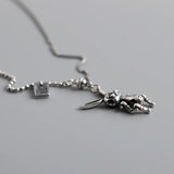 925 Sterling Silver Bunny Necklace Retro Style Jewelry