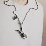 925 Sterling Silver Bunny Necklace Retro Style Jewelry