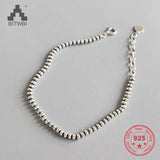 925 Silver Beads Initial Chain Bracelet 18.5cm for Women