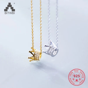 925 Sterling Silver Necklace 100 Languages Crown Smart Necklaces For Women