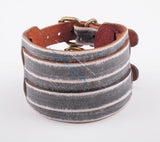 Gray Double Band Leather Bracelet Bangle Mens
