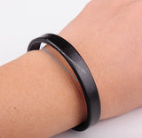 Mens Single Wrap Slim Leather Cuff Bracelet