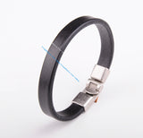 Mens Single Wrap Slim Leather Cuff Bracelet