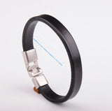 Mens Single Wrap Slim Leather Cuff Bracelet