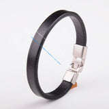 Mens Single Wrap Slim Leather Cuff Bracelet