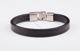 Mens Single Wrap Slim Leather Cuff Bracelet