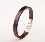 Brown Mens Single Wrap Slim Leather Cuff Bracelet Wristband