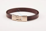 Brown Mens Single Wrap Slim Leather Cuff Bracelet Wristband