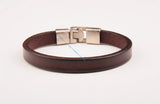 Brown Mens Single Wrap Slim Leather Cuff Bracelet Wristband