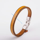 BL10 Beige Leather Cuff Bracelet Wristband
