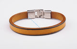 BL10 Beige Leather Cuff Bracelet Wristband