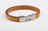 BL10 Beige Leather Cuff Bracelet Wristband