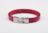 Red Mens Single Wrap Slim Leather Cuff Bracelet Wristband
