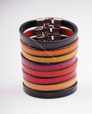 Brown Slim Leather Cuff Bracelet Wristband