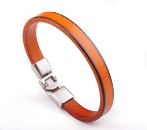 Brown Slim Leather Cuff Bracelet Wristband