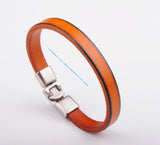 Brown Slim Leather Cuff Bracelet Wristband