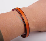 Brown Slim Leather Cuff Bracelet Wristband