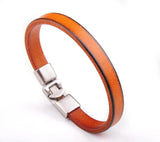 Brown Slim Leather Cuff Bracelet Wristband