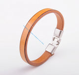 Khaki Mens Single Wrap Slim Leather Cuff Bracelet