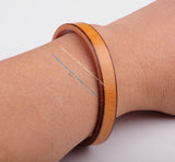 Khaki Mens Single Wrap Slim Leather Cuff Bracelet
