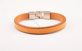 Khaki Mens Single Wrap Slim Leather Cuff Bracelet