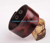 Brown Vintage Men's Surfer Leather Bracelet Wide Cuff