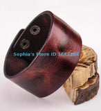 Brown Vintage Men's Surfer Leather Bracelet Wide Cuff