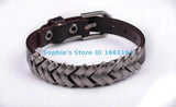 BL33 Rock Punk Unisex Metal Studded Leather Bracelet Gift