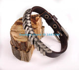 BL33 Rock Punk Unisex Metal Studded Leather Bracelet Gift