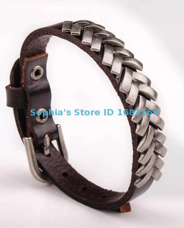 BL33 Rock Punk Unisex Metal Studded Leather Bracelet Gift