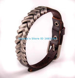 BL33 Rock Punk Unisex Metal Studded Leather Bracelet Gift