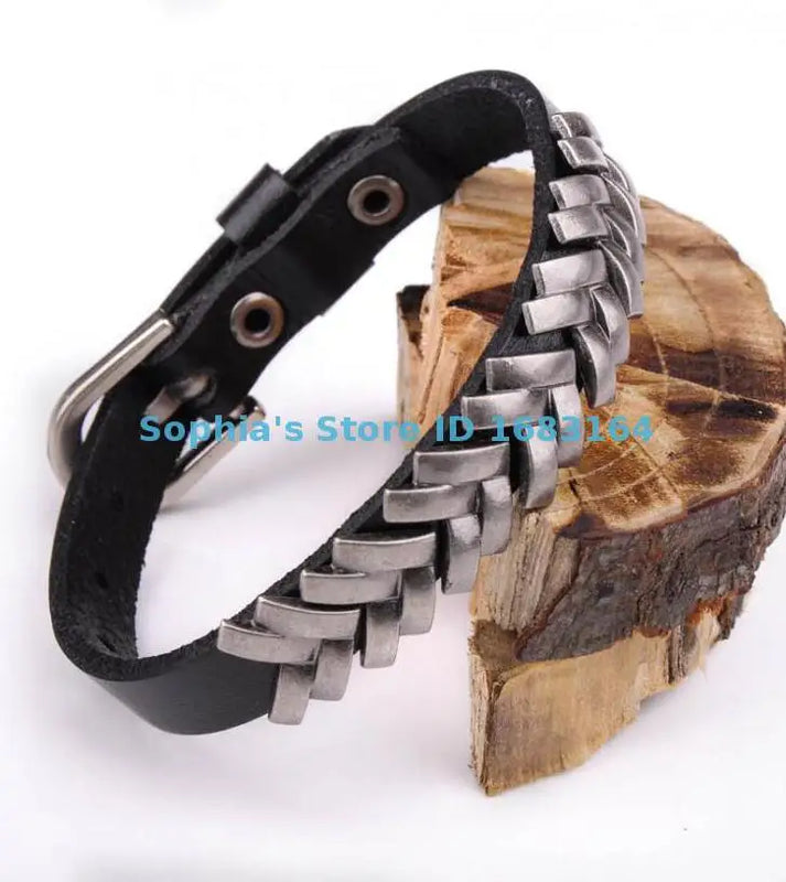 Studded Leather Bracelet Rock Punk Wristband