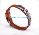 Orange Rock Punk Metal Studded Leather Bracelet