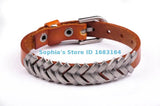 Orange Rock Punk Metal Studded Leather Bracelet