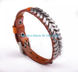 Orange Rock Punk Metal Studded Leather Bracelet