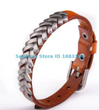 Orange Rock Punk Metal Studded Leather Bracelet