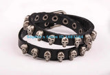 Metal Skull Studded Surfer Leather Cuff Bracelet Bangle