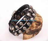 Metal Skull Studded Surfer Leather Cuff Bracelet Bangle